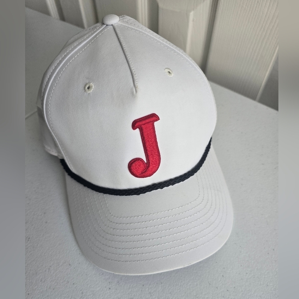 White Cap with Red Initial J